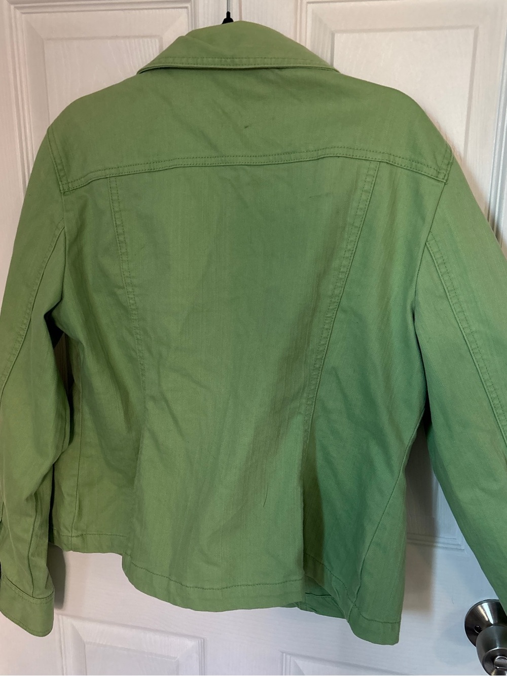 Villager by Liz Claiborne Bright Green Denim Cotton Blend Button Down Jacket - Picture 4 of 4